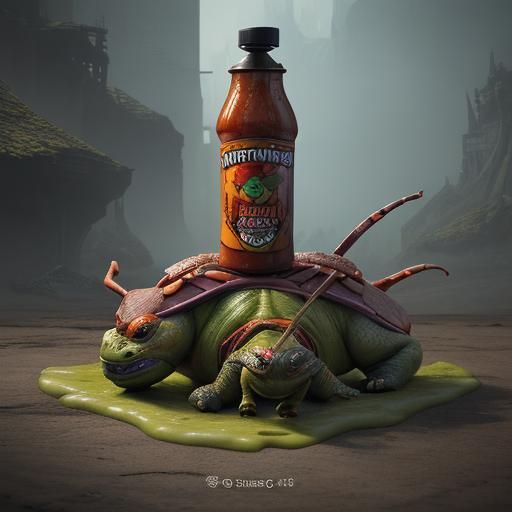 TMNT Hot Sauce Bottle: Detailed Matte Painting