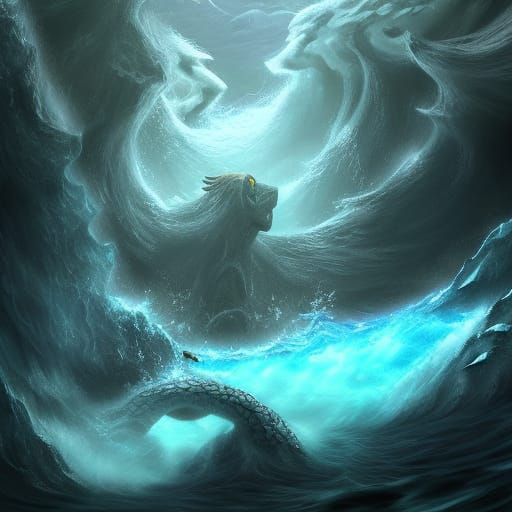 Colossal Water Elemental in High Detail Fantasy Art