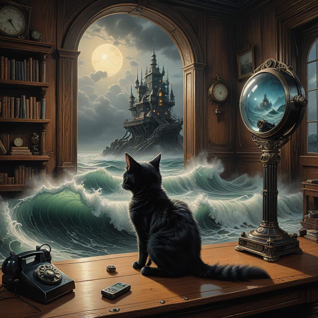 Surreal Scene Unfolds Before Curious Kitten