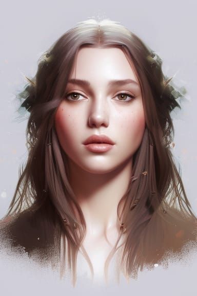 Beautiful Young Woman Portrait in Hyperdetailed Style