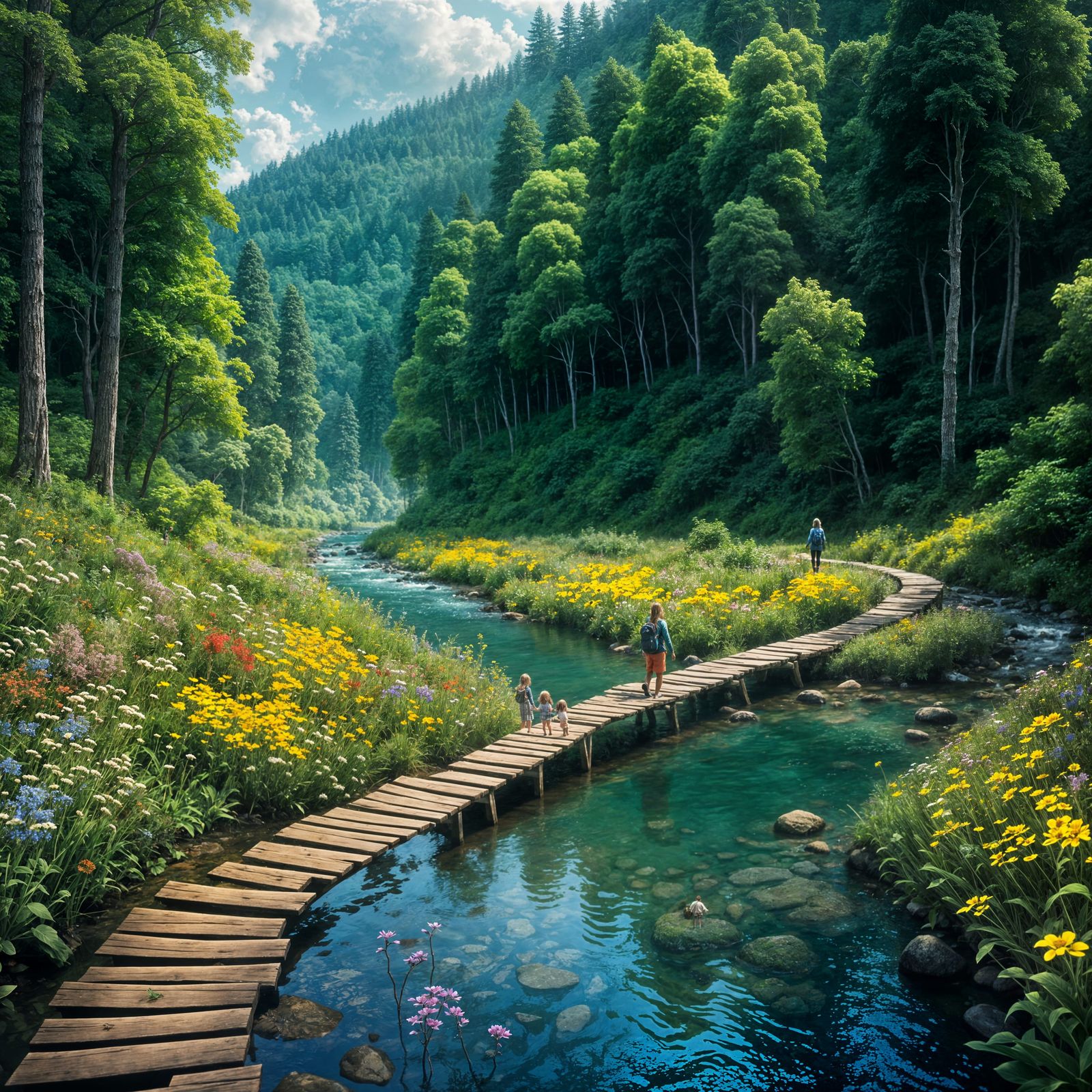 Epic Forest River Scene in Digital Matte Painting