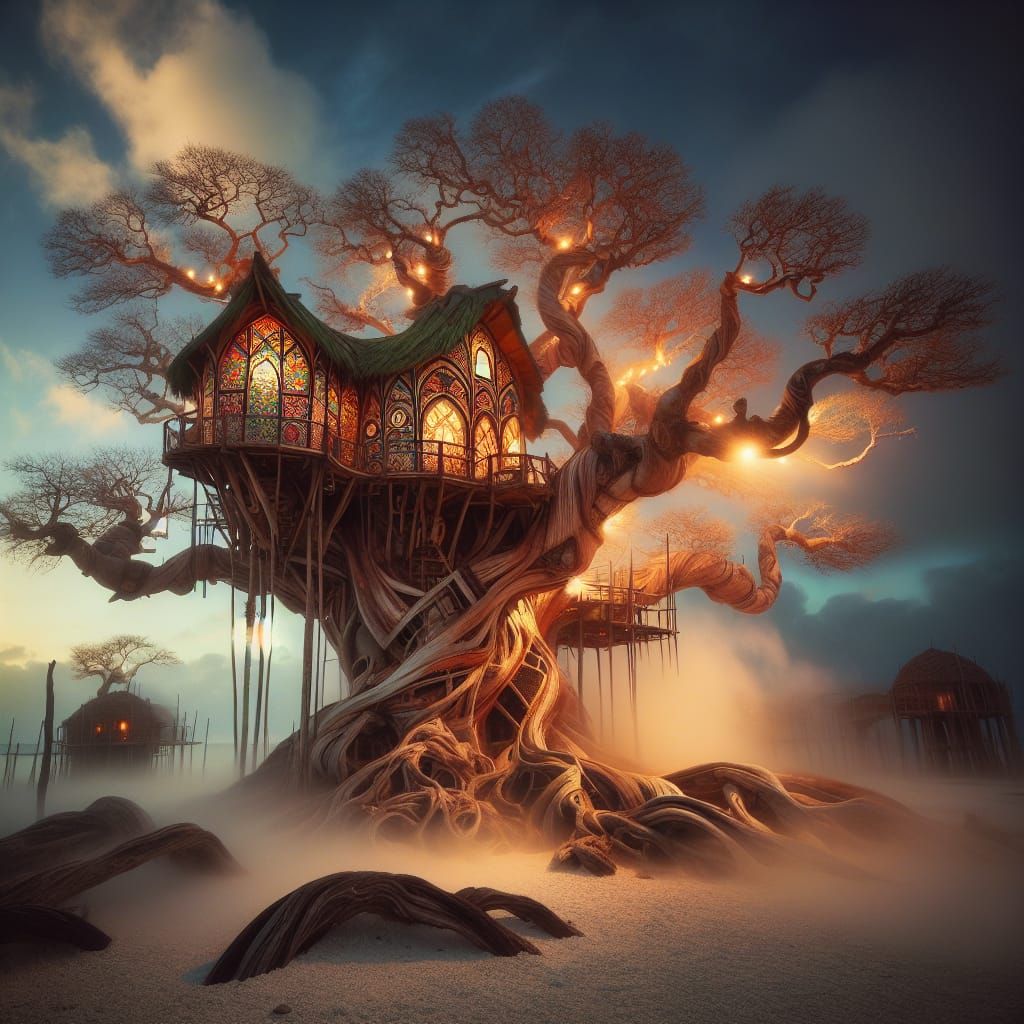 Gaudi-esque Treehouse on Desert Island Oasis