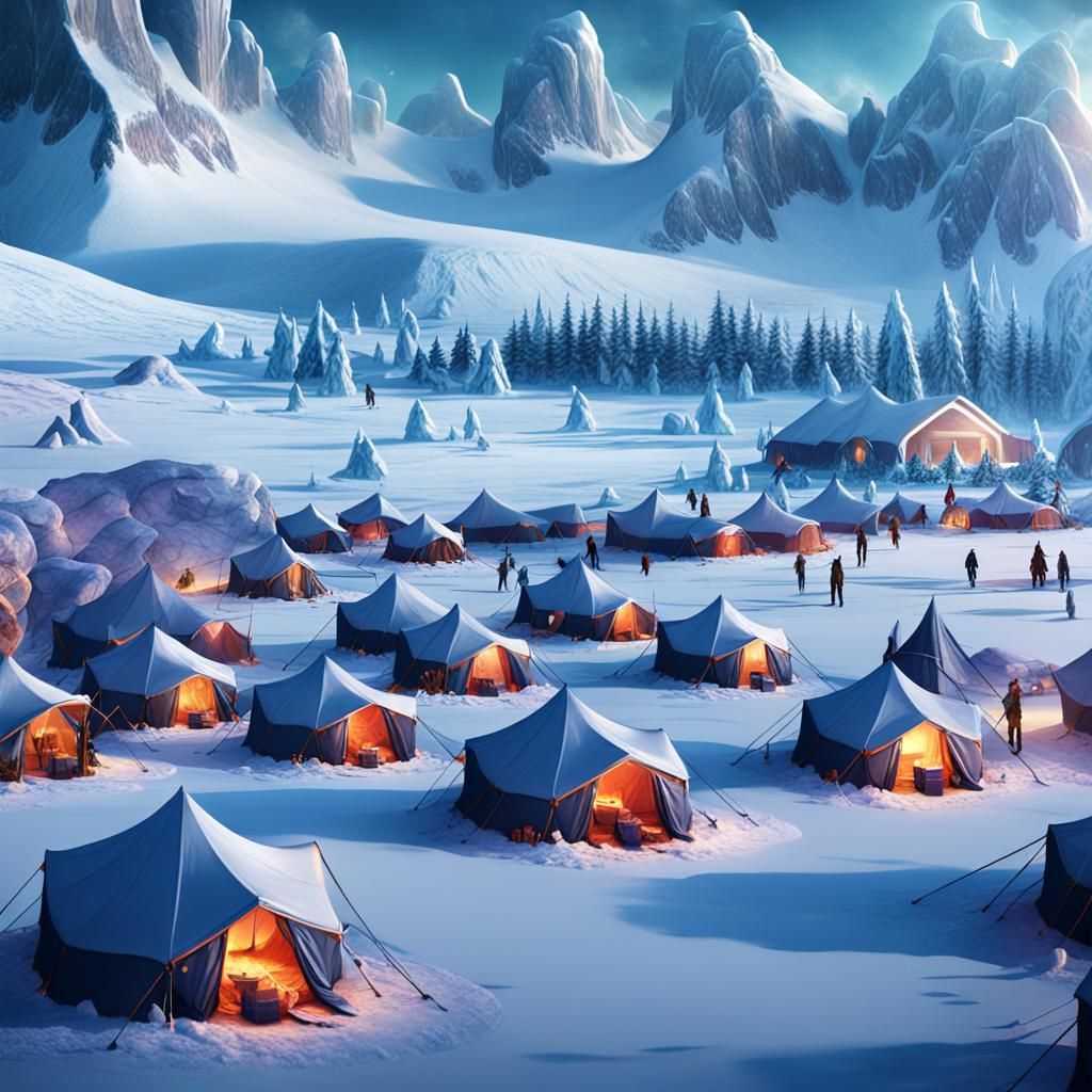 Surreal North Pole Campsite Party at Ice Hotel