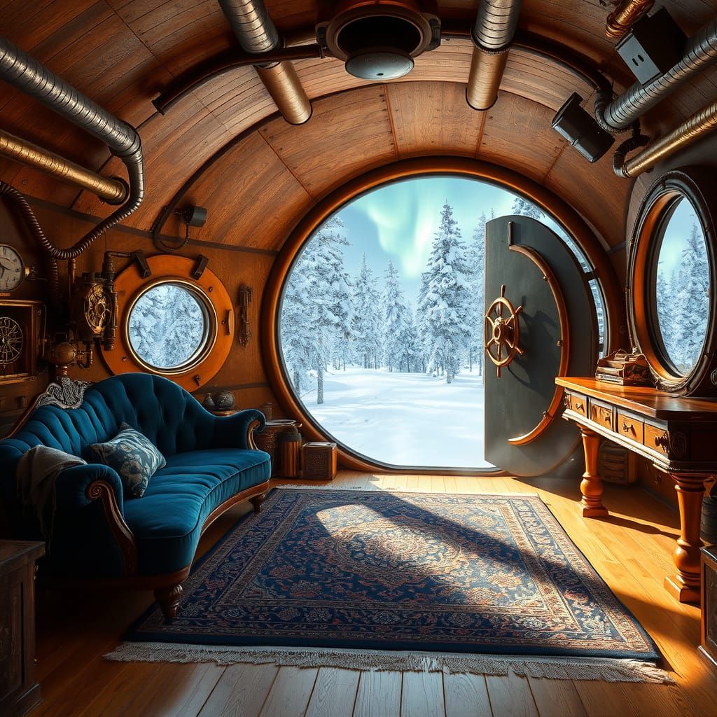 Steampunk Igloo with Copper Accents and Whimsical Contraptio...