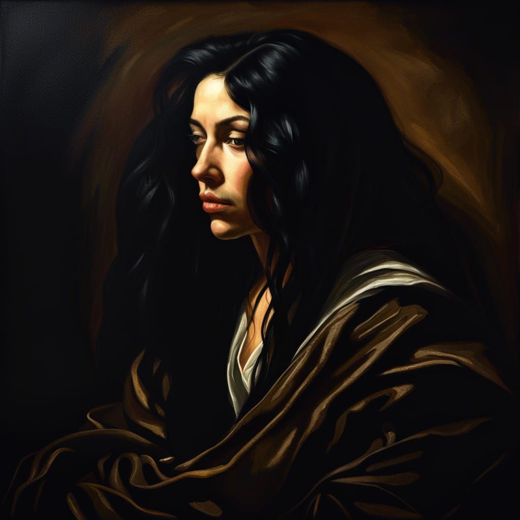 Dramatic Portrait of Woman in Baroque Style