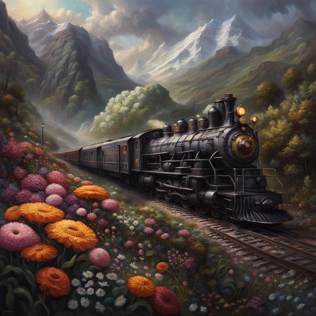 Floral Train in Epic Cinematic Style
