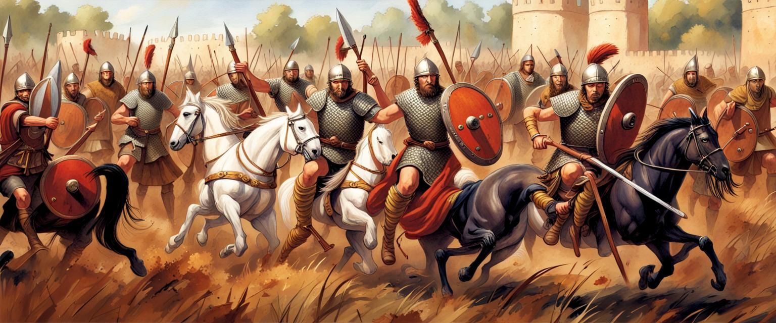 Celtic Warriors in Ancient Battle, Historical Illustration
