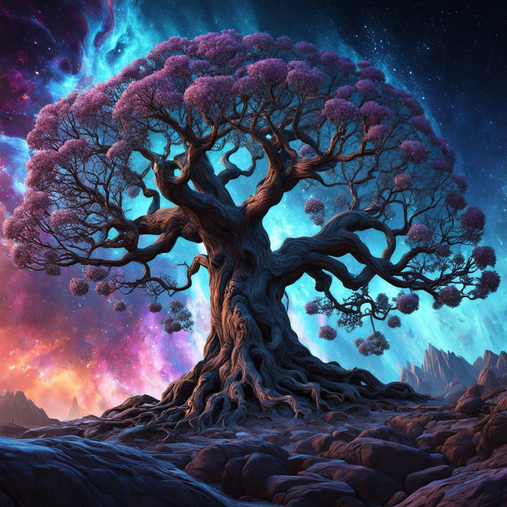 Cosmic Tree of Galaxies in Ethereal Fantasy Style