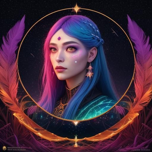 Surreal Cosmic Portrait in Digital Art Style