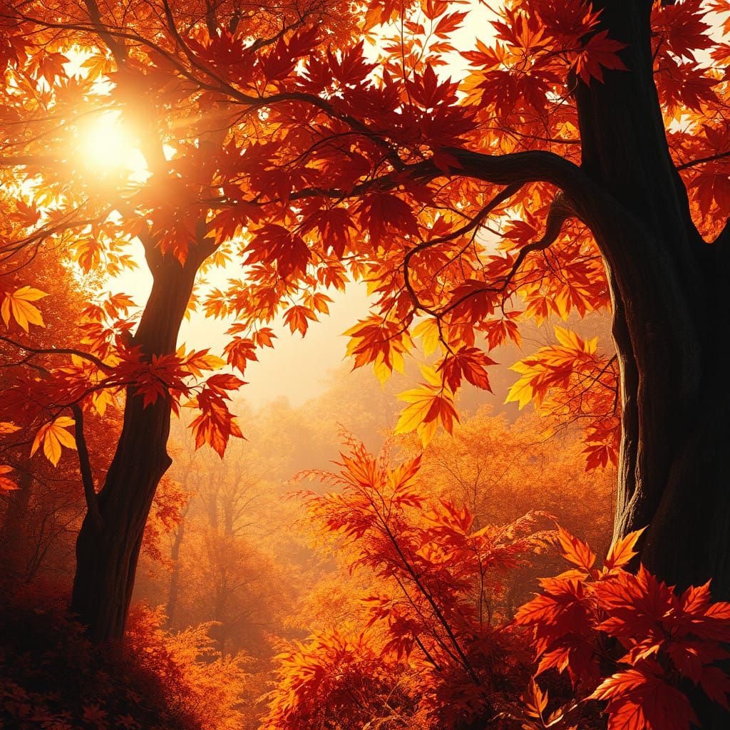 Autumnal Fantasy in Warm Golden Light