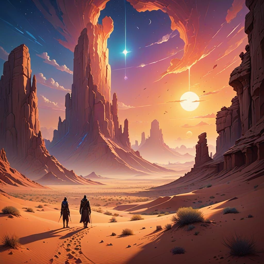 Desert Figure Transitions From 2D To 3D Reality