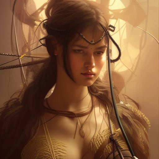 Amazonian Archer Ranger in Lush Jungle Portrait