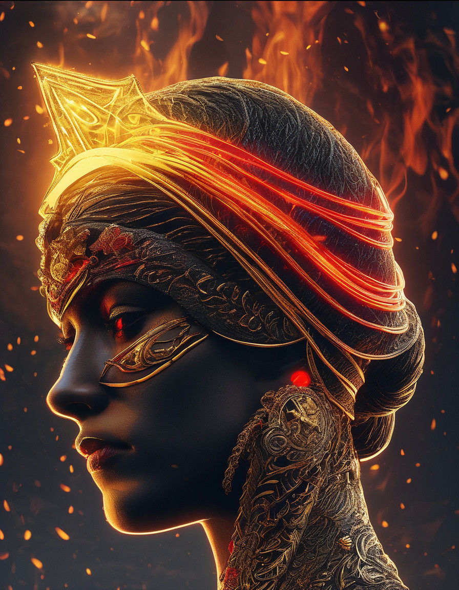 Epic Cinematic Portrait of Odile in Fiery Crown