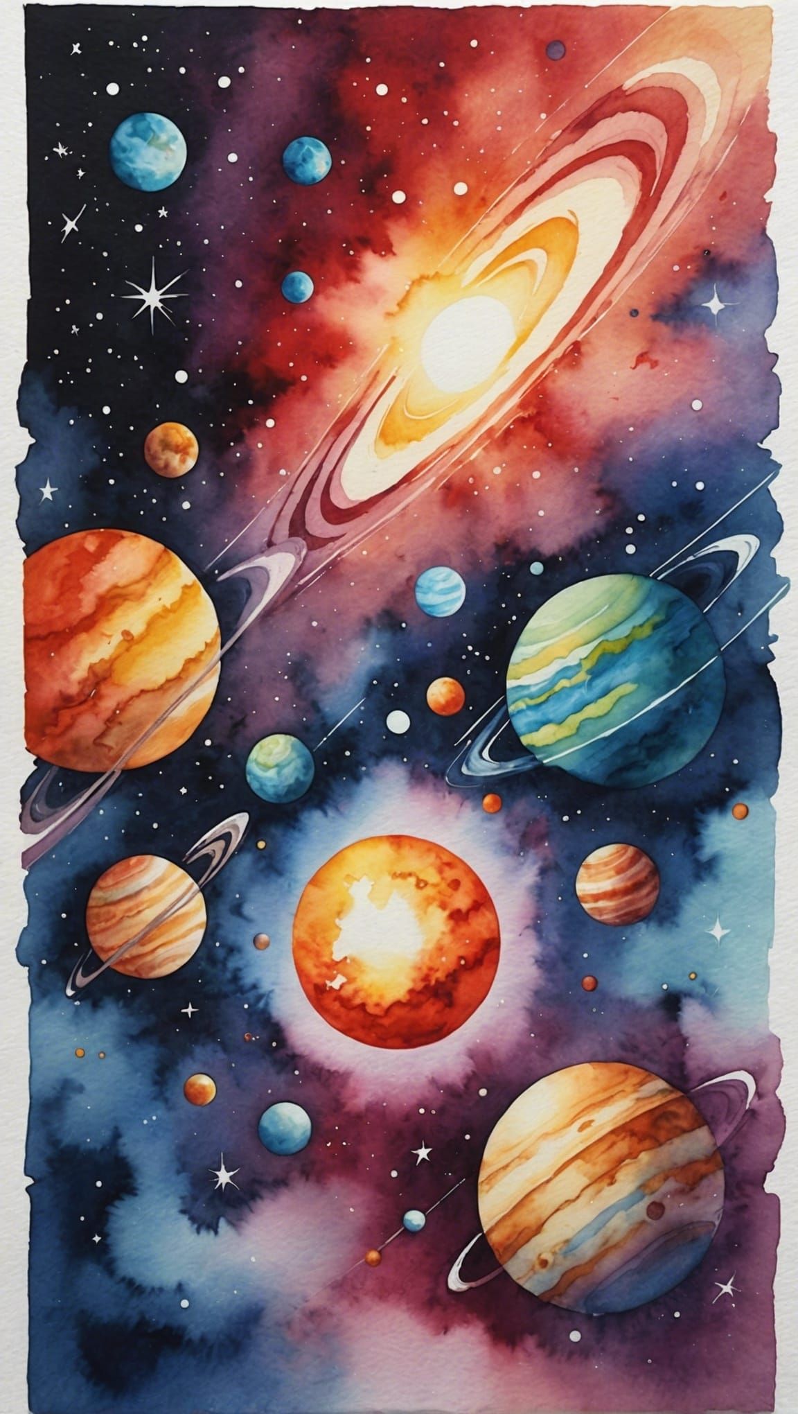 Colorful Galaxy in Watercolour Painting