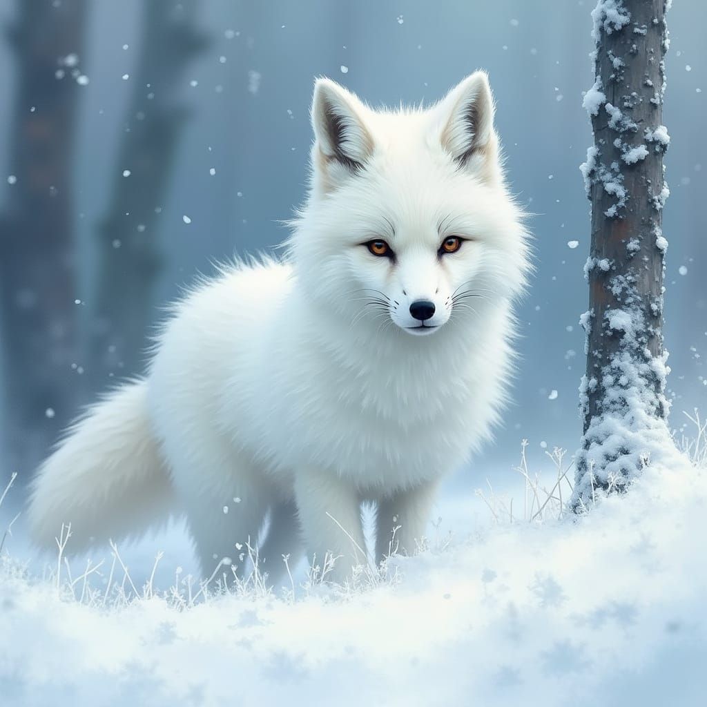 Vibrant Arctic Fox in Frosty Wonderland