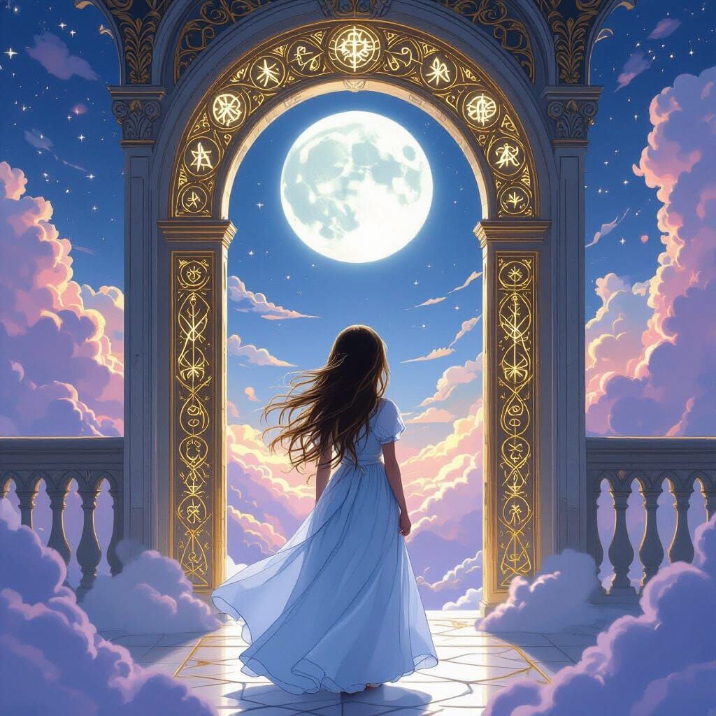 Mystical Door Scene in Art Nouveau Style