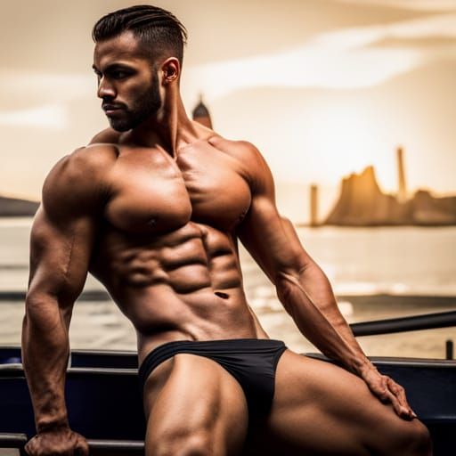 Fantasy Muscular Gay Wrestler: Digital Art