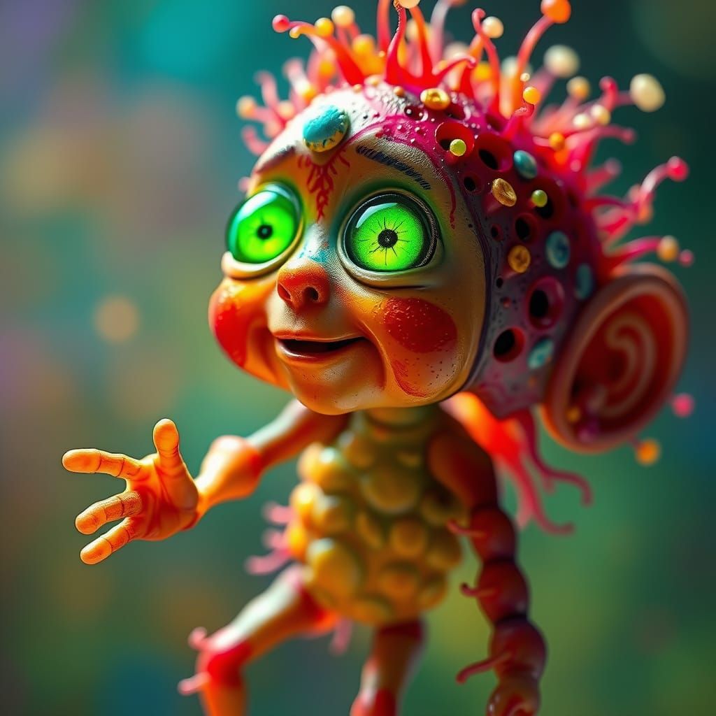 Joyful Microbe Creates Human in Hyperrealistic Style