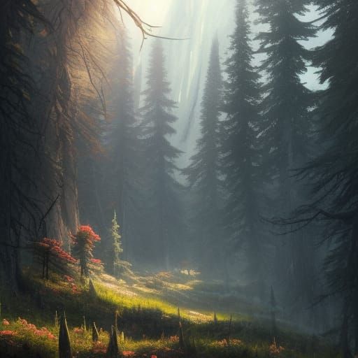 Gothic Fairycore Meadow in Sunlight