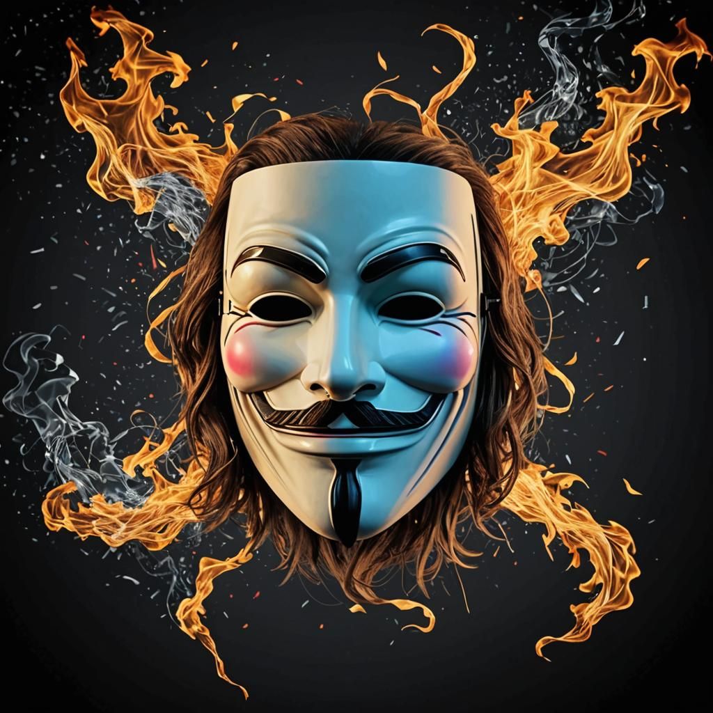 Floating Hacker Guy Fawkes Mask