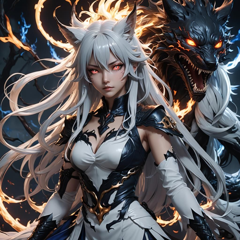 Kitsune Demon Girl Possessed: Anime Concept Art