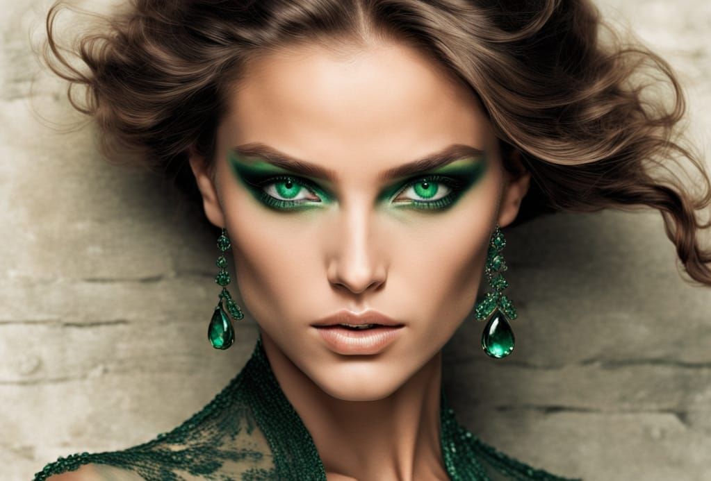 Elegant Woman in Deep Emeralds Vogue Classic Style