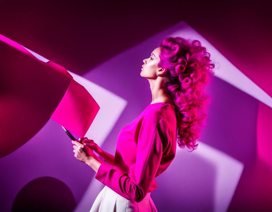 Silhouette Portrait on Pink Backdrop: High Contrast Photo