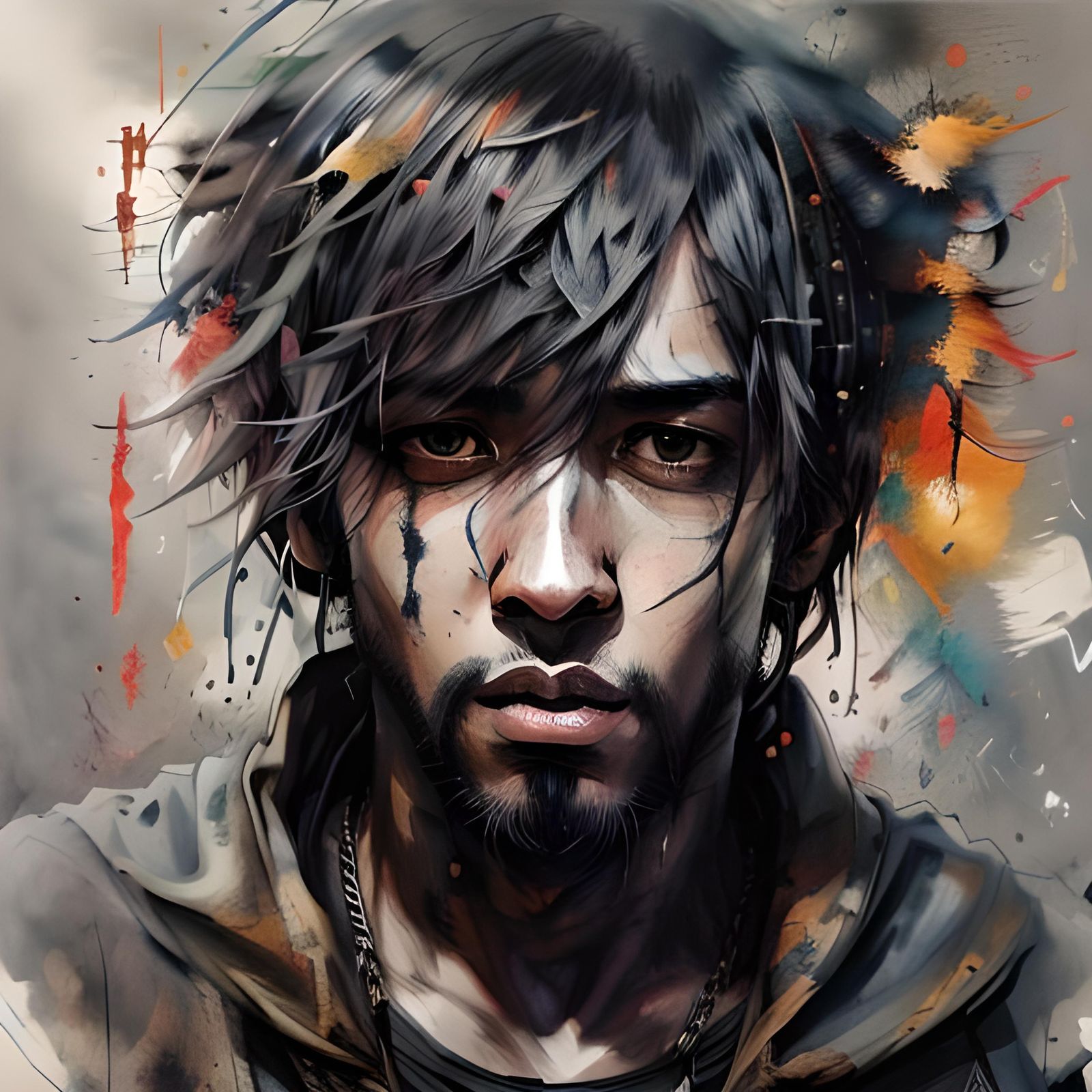 African Man in Dark Fantasy Ink Art