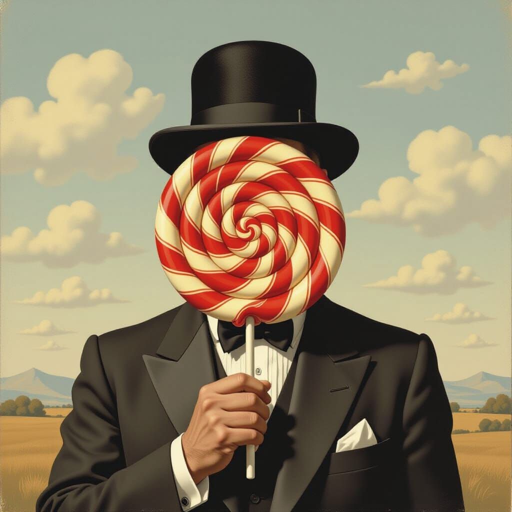 Man with Lollipop in Surrealist Style