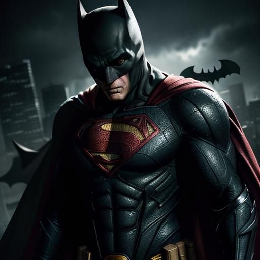 Hyperrealistic Batman and Superman in Cinematic Style