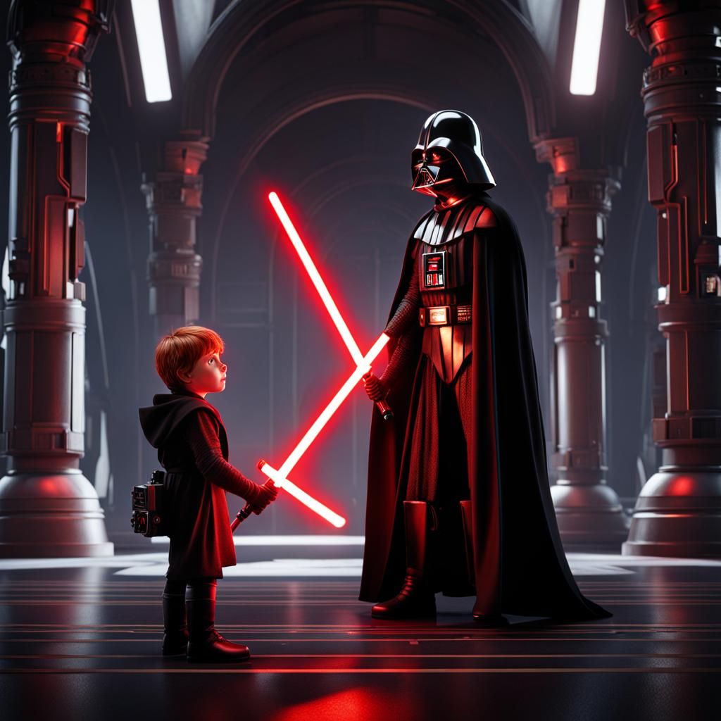 Boy as Sith Lord with Darth Vader