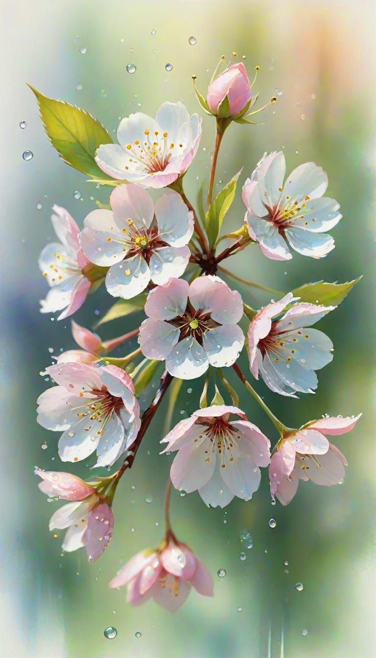Cherry Blossoms Defy Gravity in Warm Morning Light