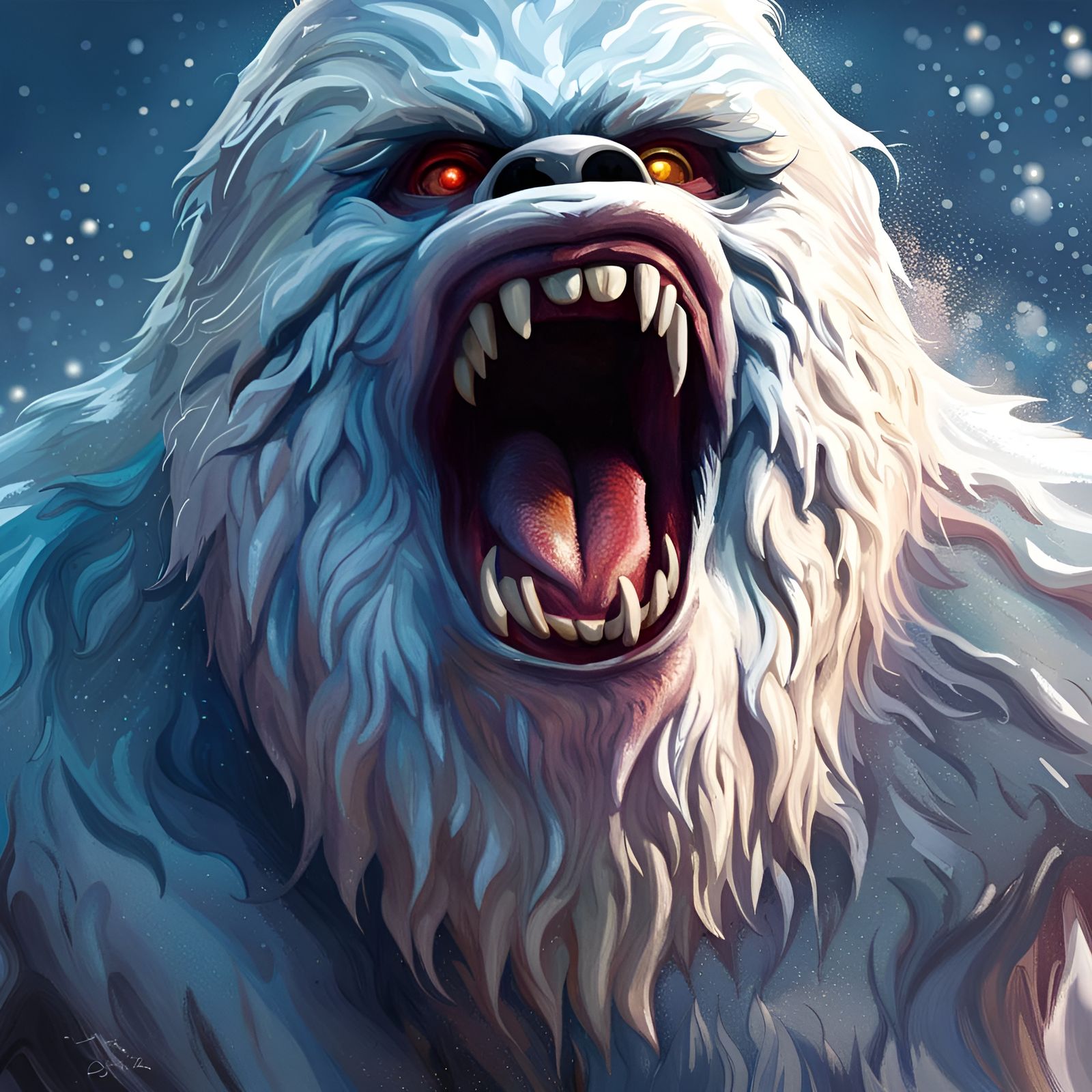 the Great Abominable Snowman is fierce! Hyperrealistic, spla...