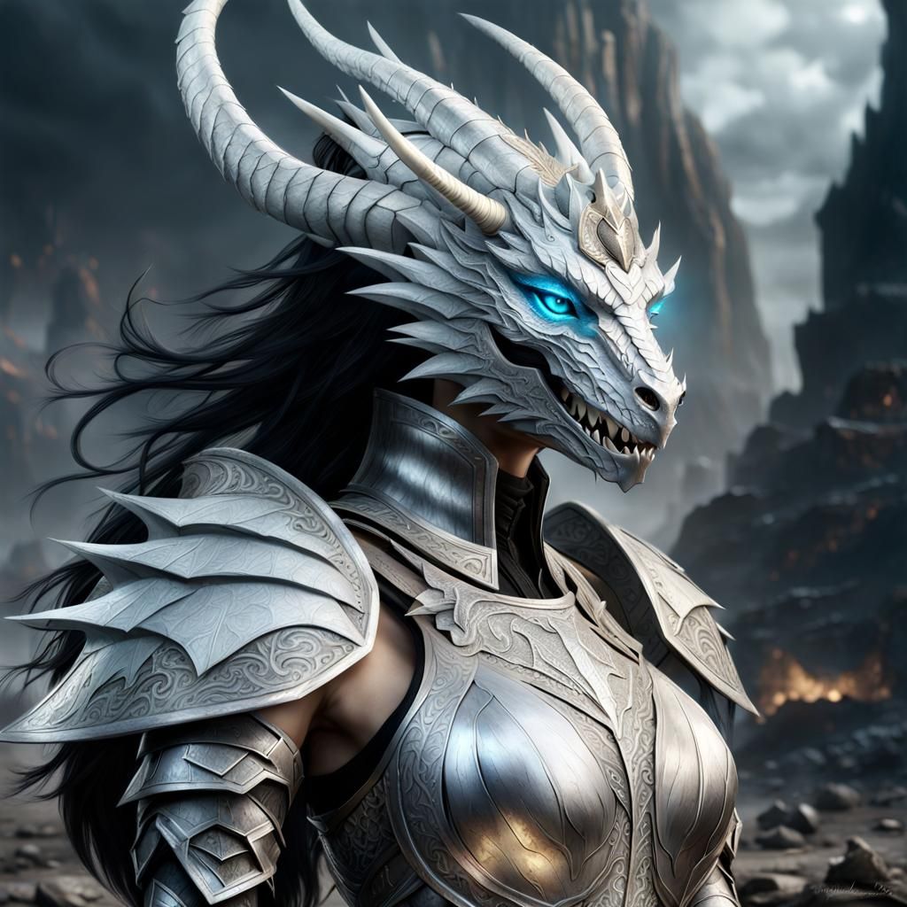 Dragon Warrior in Charred Battlefield: Digital Matte Paintin...