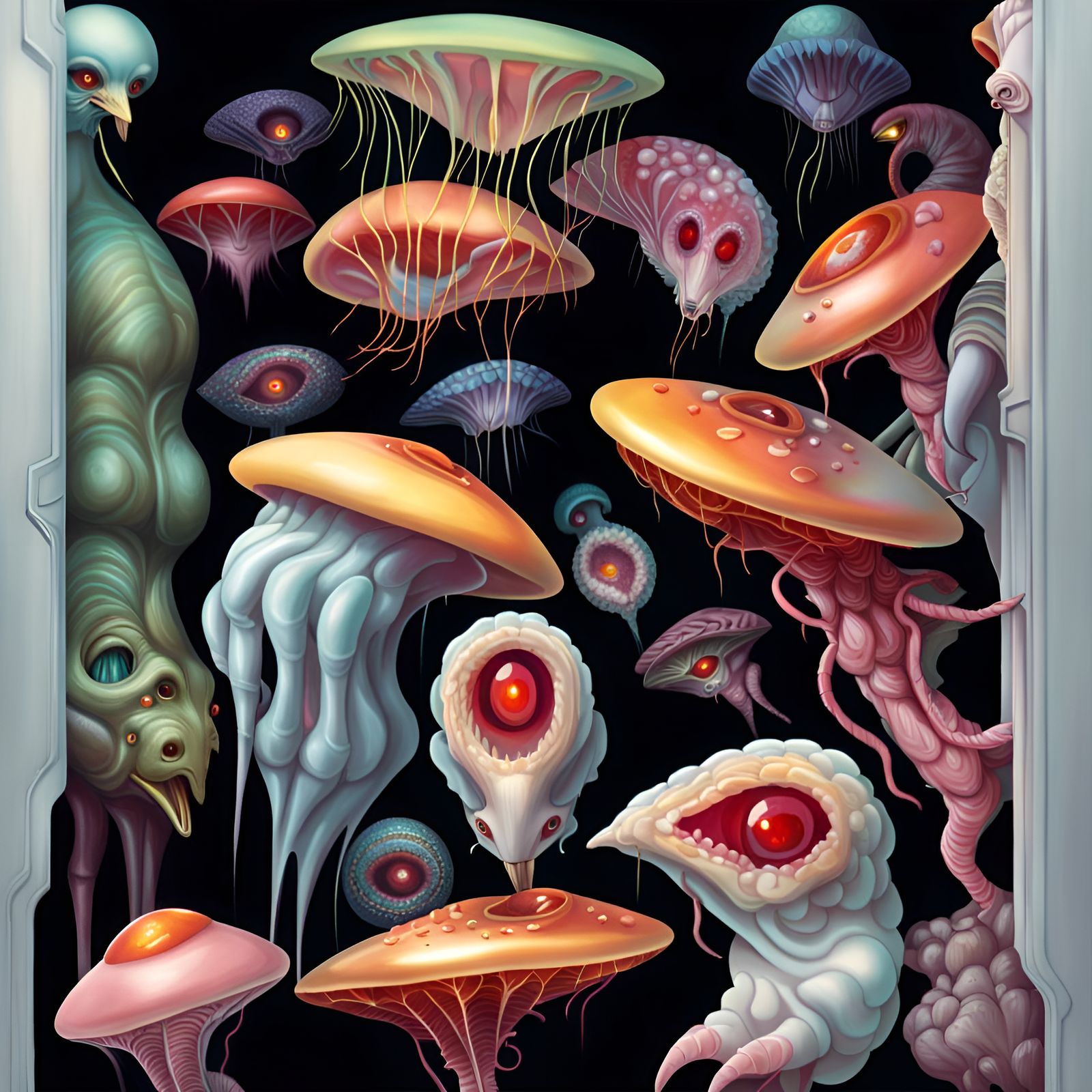 Gooish Alien Sushi: A Sci-Fi Painting