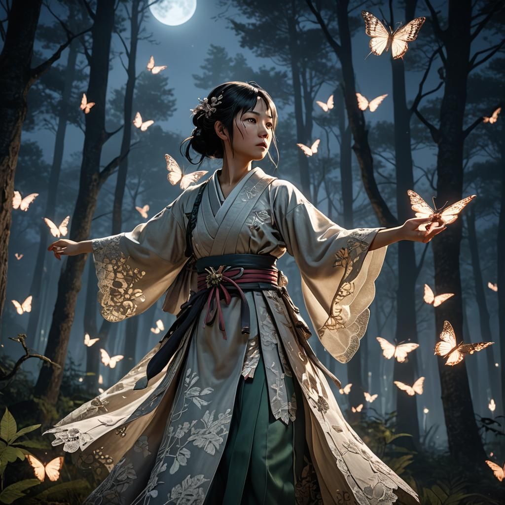 Shinobu Kocho in Moonlit Forest: 3D Game Art