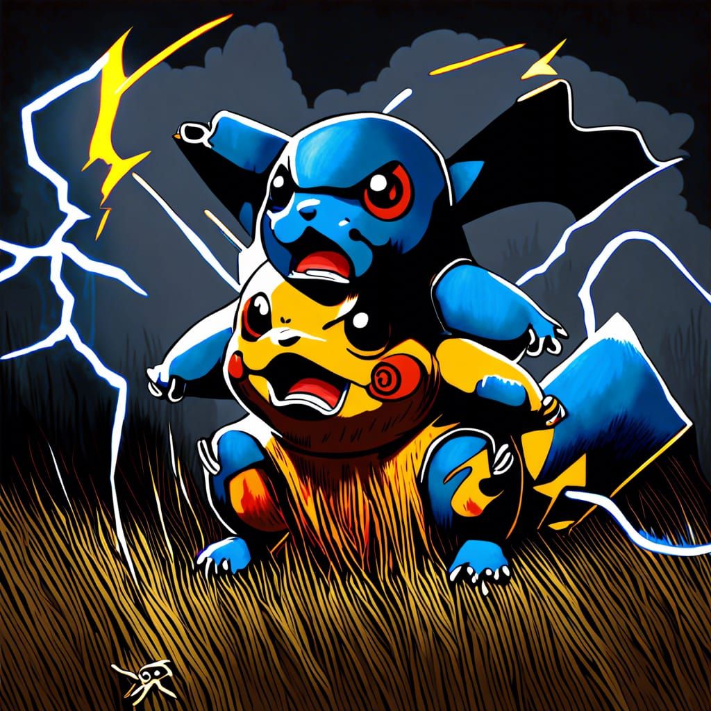 Nightmarish Pikachu Hybrid Fires Lightning and Fire