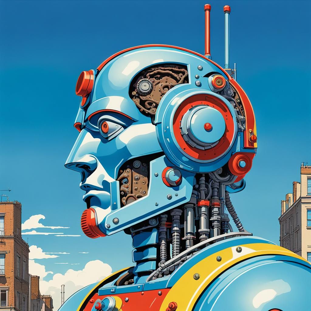 Cyborg Robot: 1940s-Style Pop Art Portrait