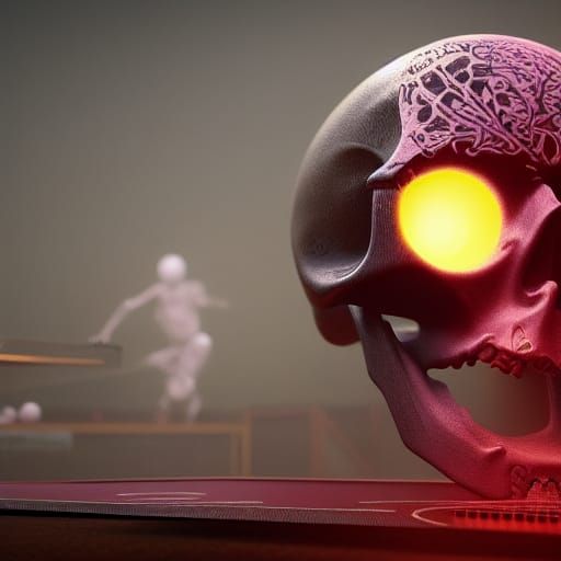 Detailed Ping Pong Skull Fantasy Concept Art