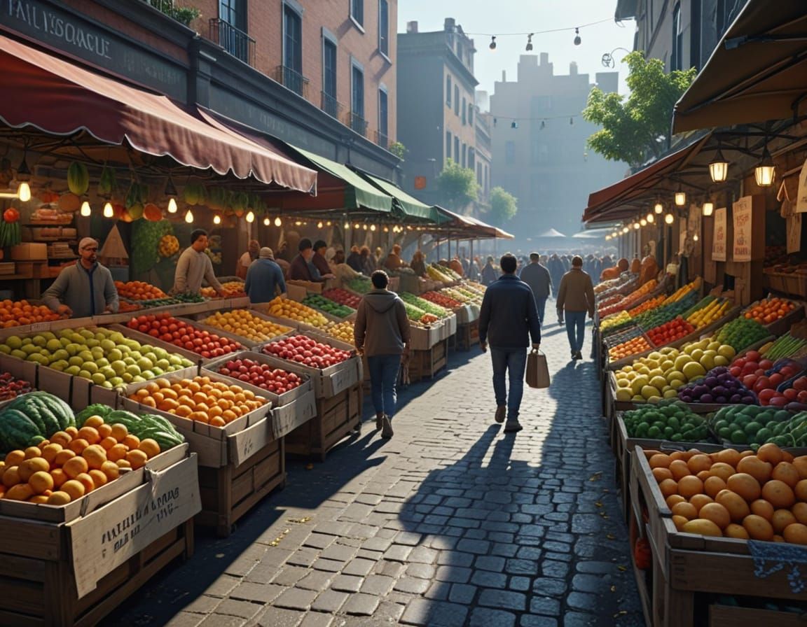 Vibrant Fruit and Vegetable Market in 4K