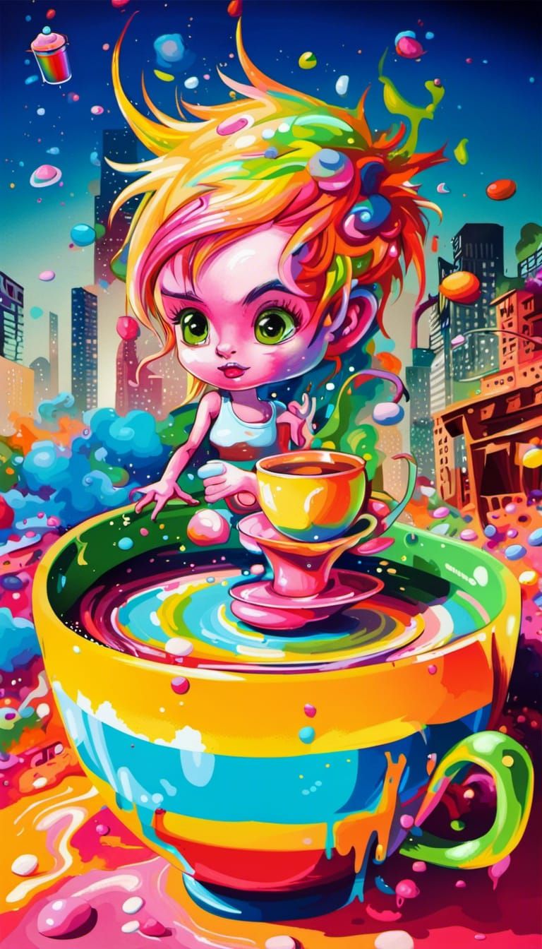Teacup Pixie Graffiti Art Playground Scene