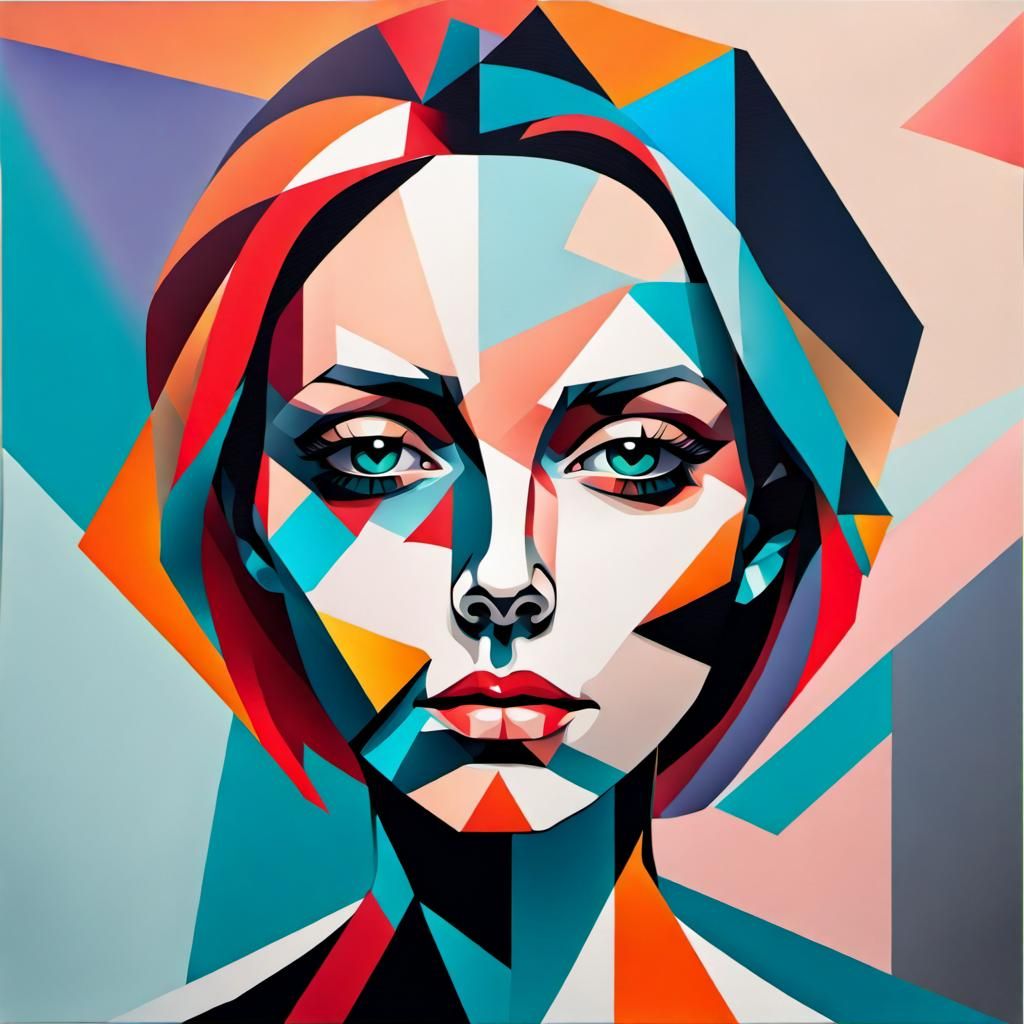 Geometric Abstract Portrait: Modern Minimalist Art