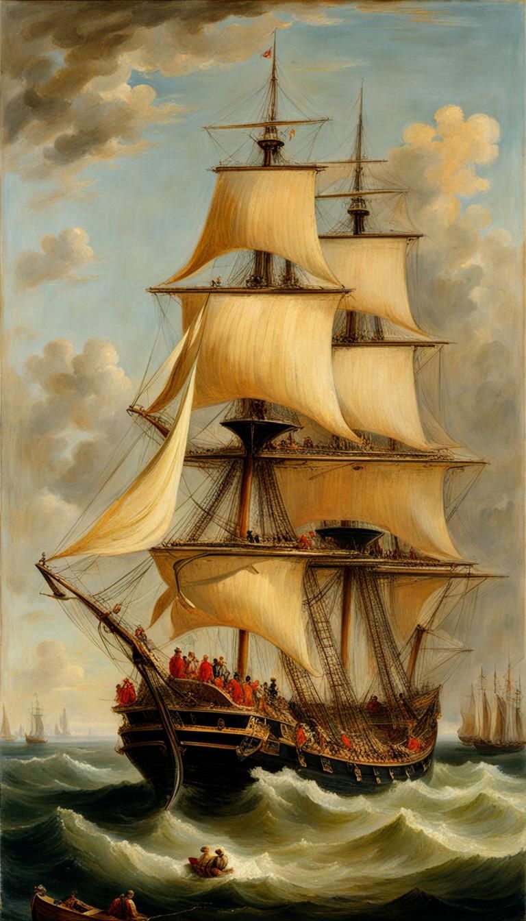 Vermillion Tallship in Rococo Style
