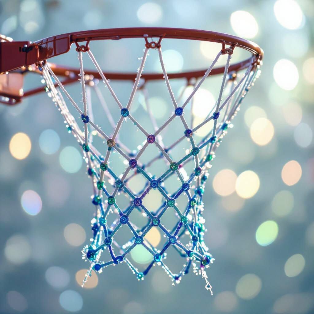 Spiderweb Basketball Net in Macro Photography Style