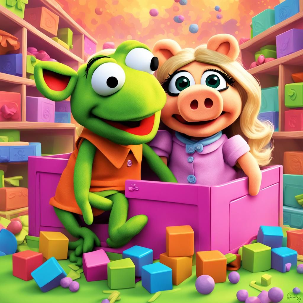 Muppet Babies Kermit and Miss Piggy Play in Toy Box