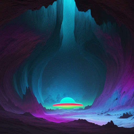 Surreal Cave Revelation in Vibrant Oil Painting Style