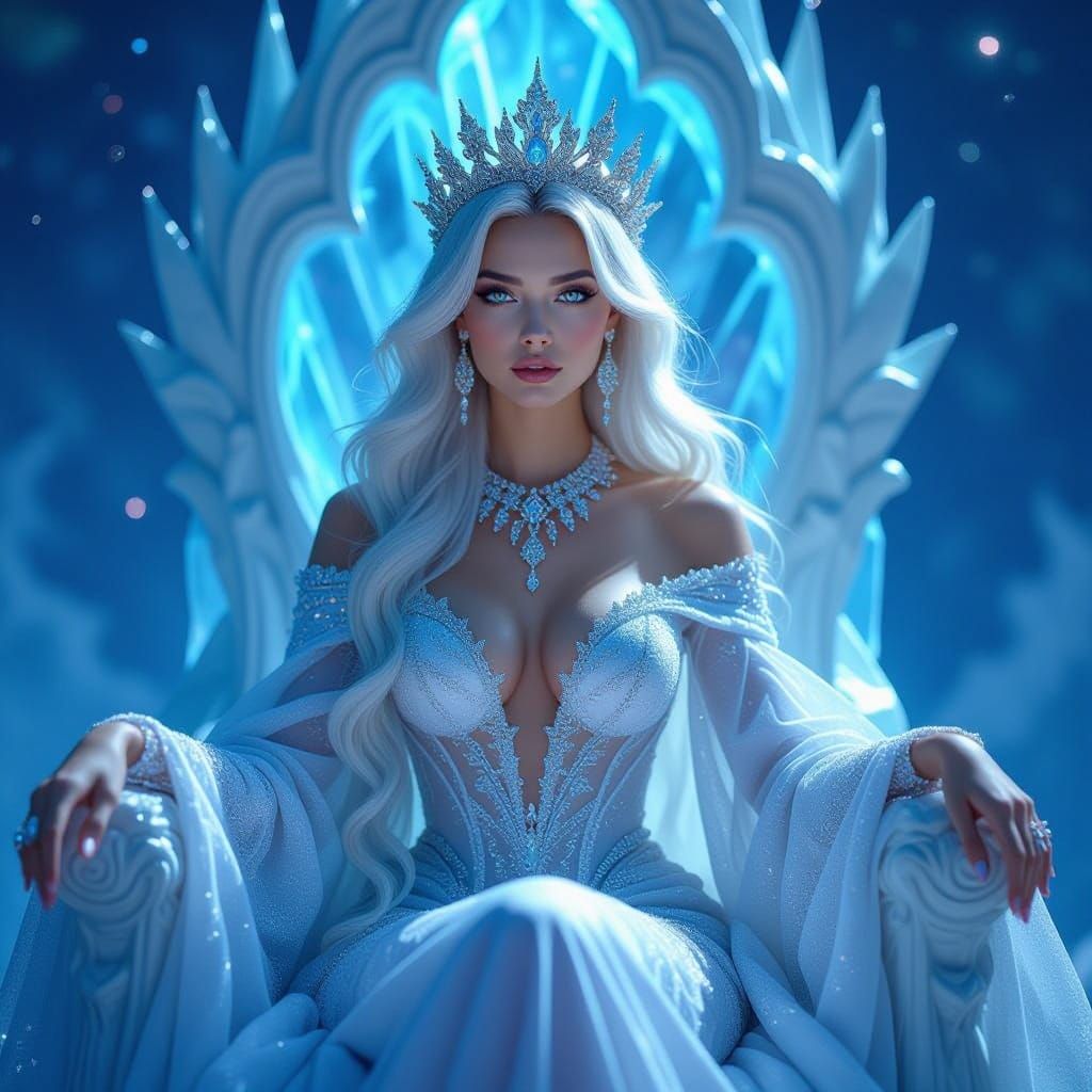 Celestial Goddess on Cosmic Throne: Digital Art