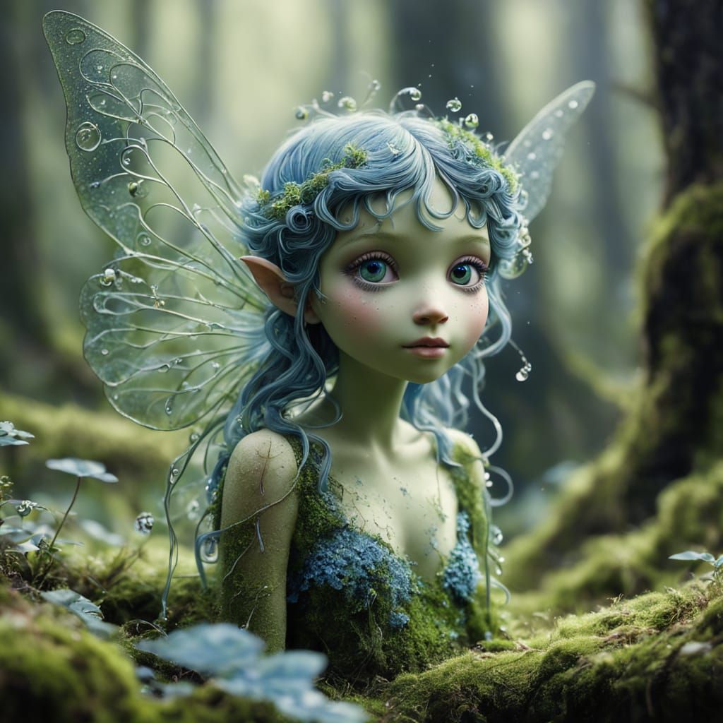 Moss Fairy in Forest: Whimsical Fantasy Art