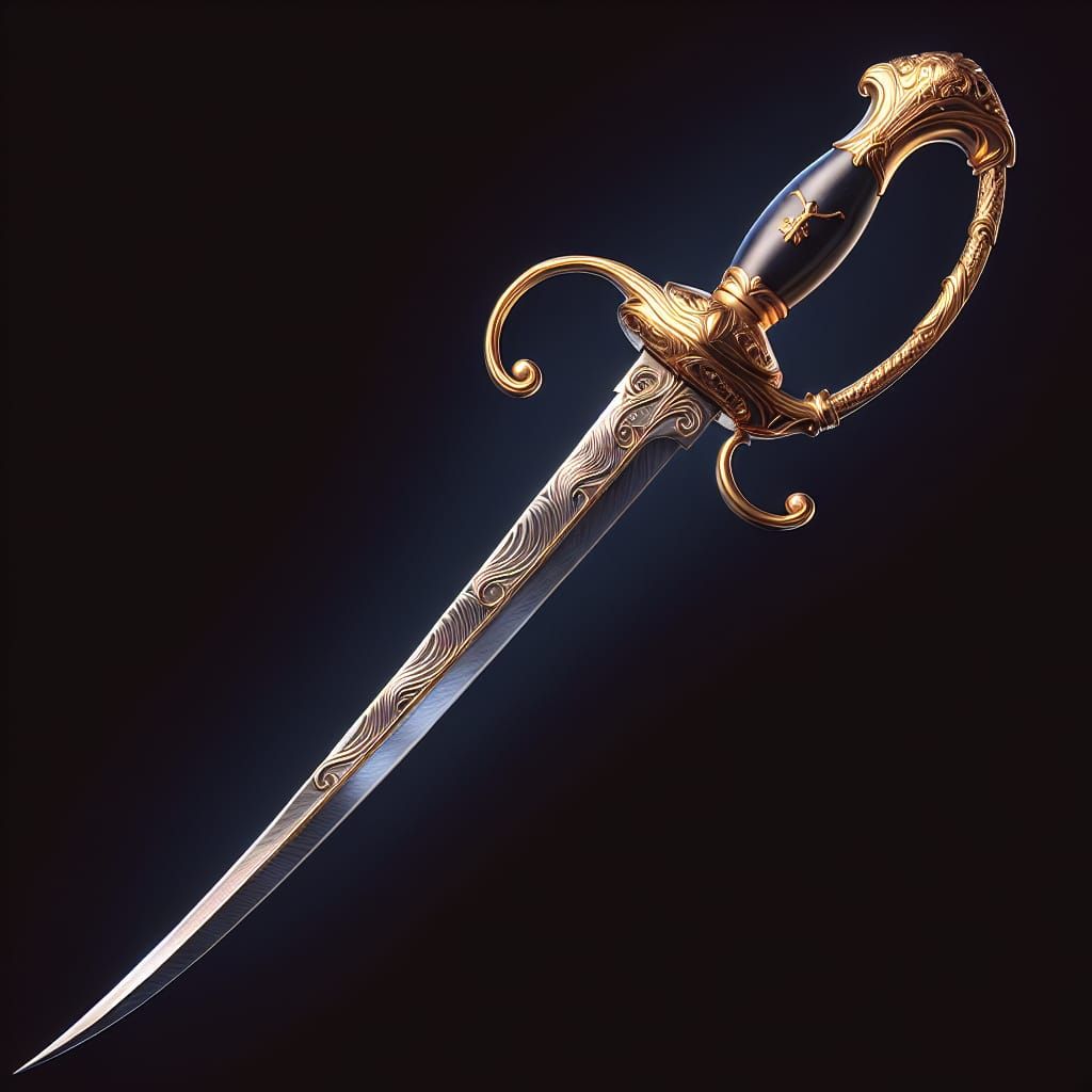 Gilded Rapier with Maritime Theme and Polished Blade