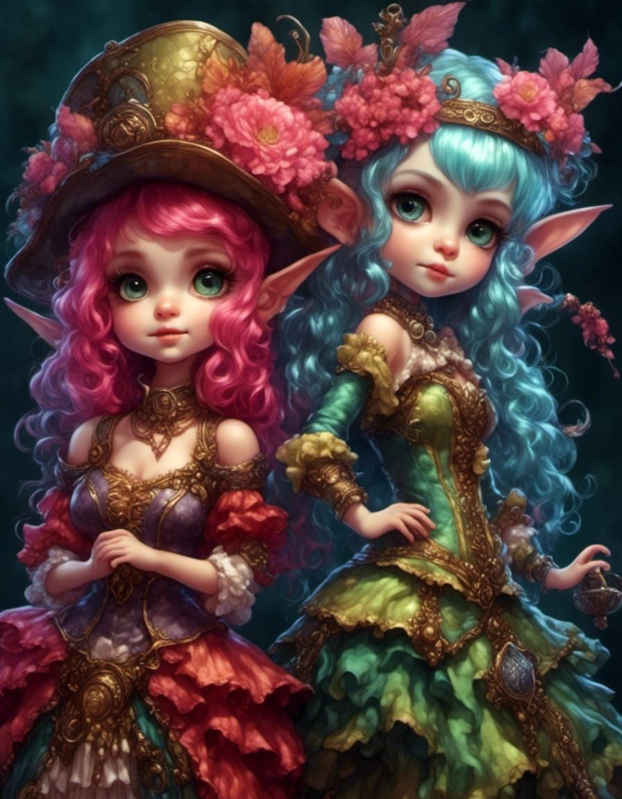 Faerie Elf Pirate Witch Sisters: Digital Rendering
